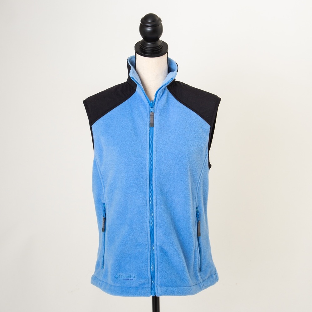 Columbia Vertex comfy gorpcore style blue fleece full zip warm vest black trim M
